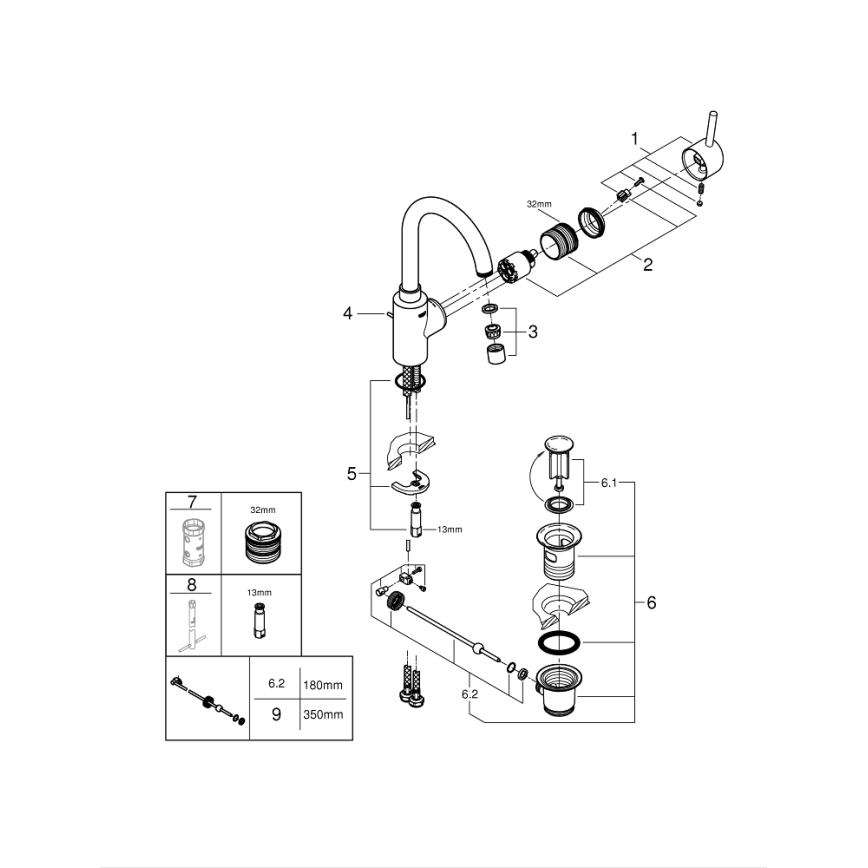 GROHE 32723001 - Bateria umywalkowa FEEL rozmiar L błyszczący chrom