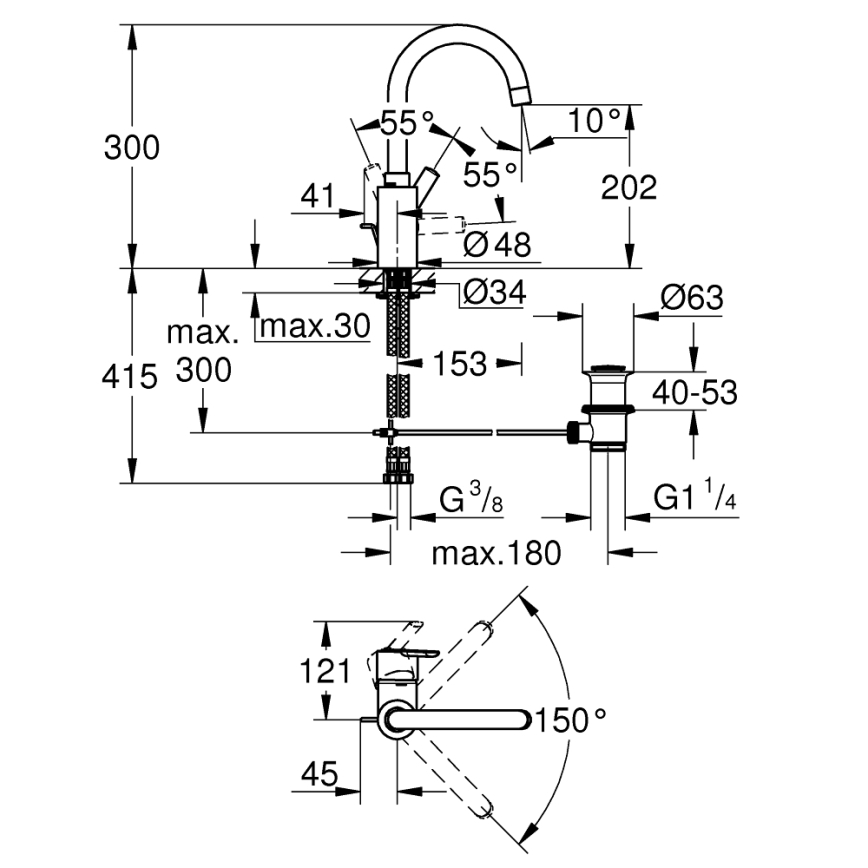 GROHE 32723001 - Bateria umywalkowa FEEL rozmiar L błyszczący chrom