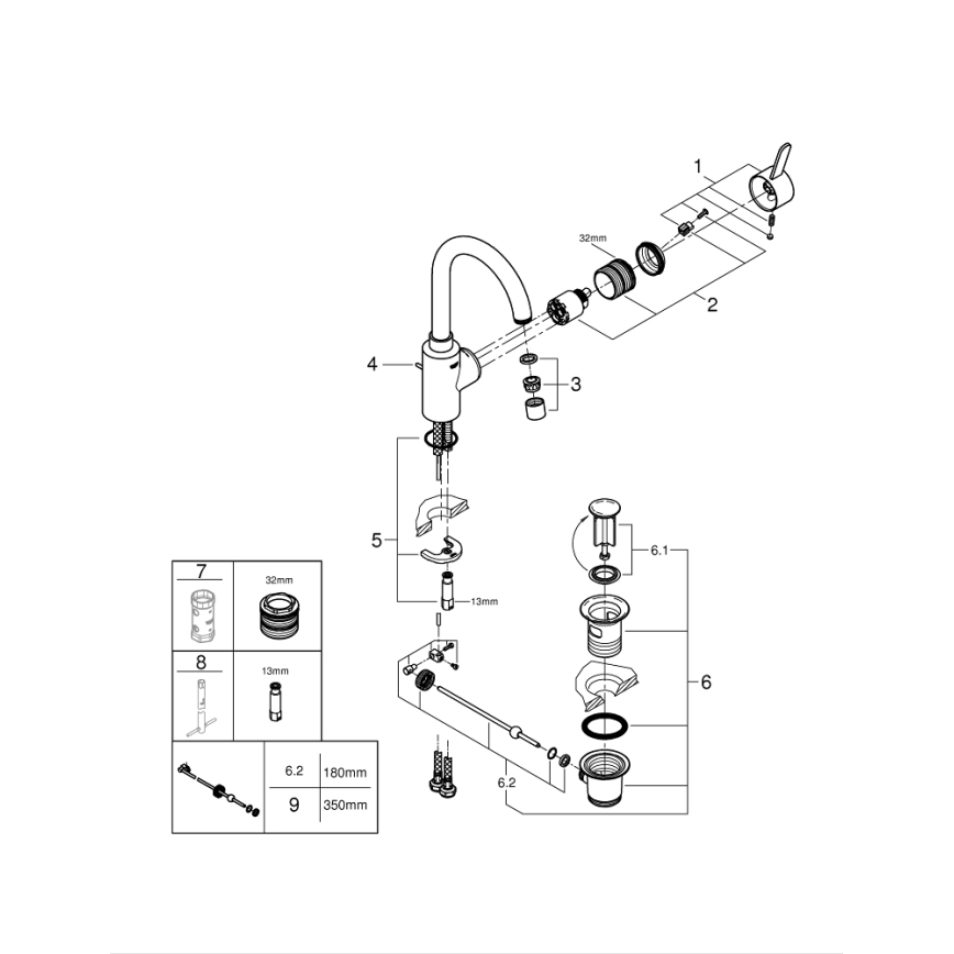 GROHE 32830001 - Bateria umywalkowa EUROSMART COSMOPOLITAN rozmiar L chrom
