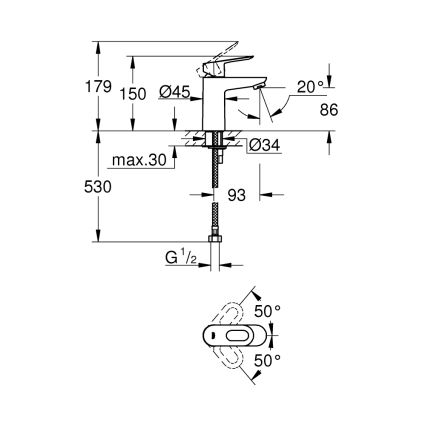 GROHE 32854000 - Bateria umywalkowa BAULOOP chrom błyszczący