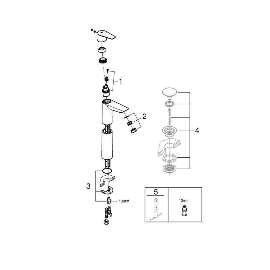 GROHE 32860001 - Bateria umywalkowa BAUEDGE 304 mm chrom błyszczący