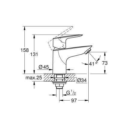 GROHE 32861001 - Bateria stojąca BAUEDGE 131 mm chrom błyszczący