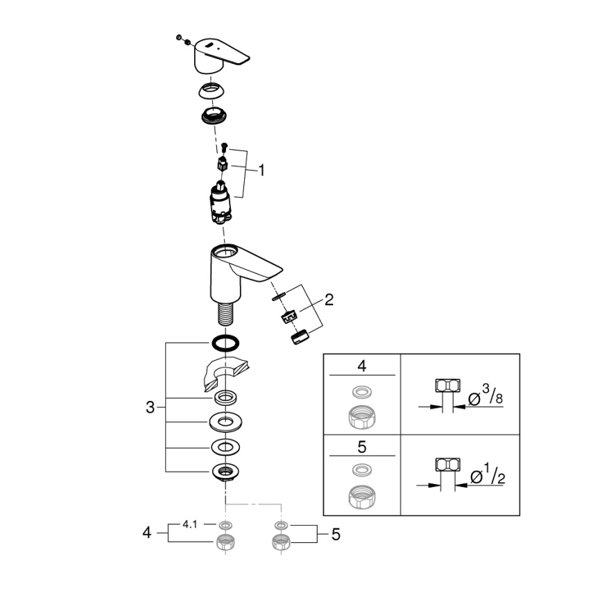 GROHE 32861001 - zawór stojący BAUEDGE 131 mm, chrom błyszczący