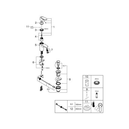 GROHE 32883000 - Bateria umywalkowa GET, rozmiar S, błyszczący chrom