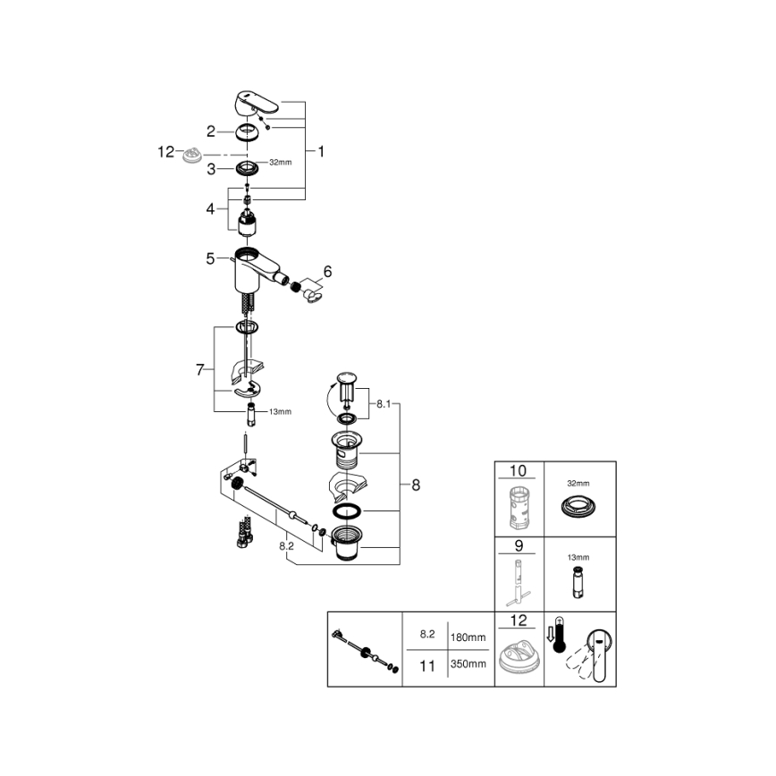 GROHE 32885000 - Bateria bidetowa GET DN 15 chrom błyszczący
