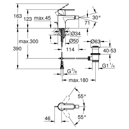 GROHE 32885000 - Bateria bidetowa GET DN 15 chrom błyszczący