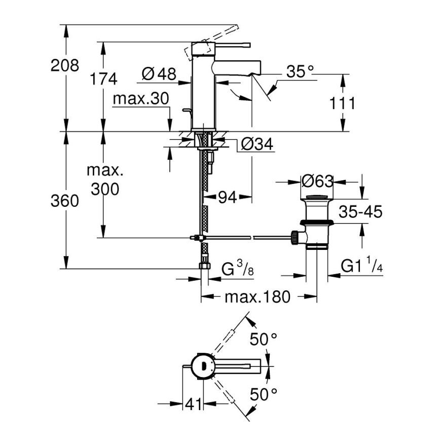 GROHE 32898001 - Bateria umywalkowa ESSENCE DN 15, chrom błyszczący