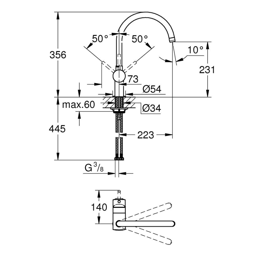 GROHE 32917000 - Bateria kuchenna A 356 mm, chrom błyszczący