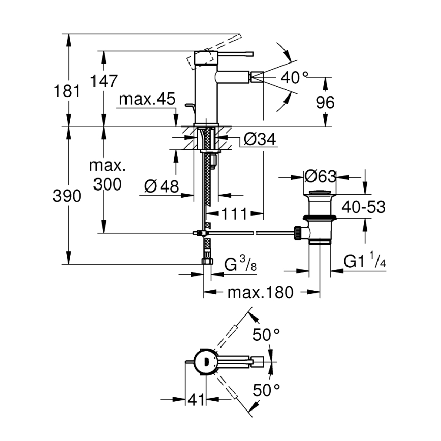GROHE 32935GN1 - Bateria bidetowa ESSENCE DN 15, rozmiar S, złota