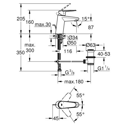GROHE 3319020E - Bateria umywalkowa EURODISC COSMOPOLITAN rozmiar S, chrom