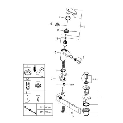 GROHE 33244002 - Bateria bidetowa EURODISC COSMOPOLITAN DN 15 chrom błyszczący