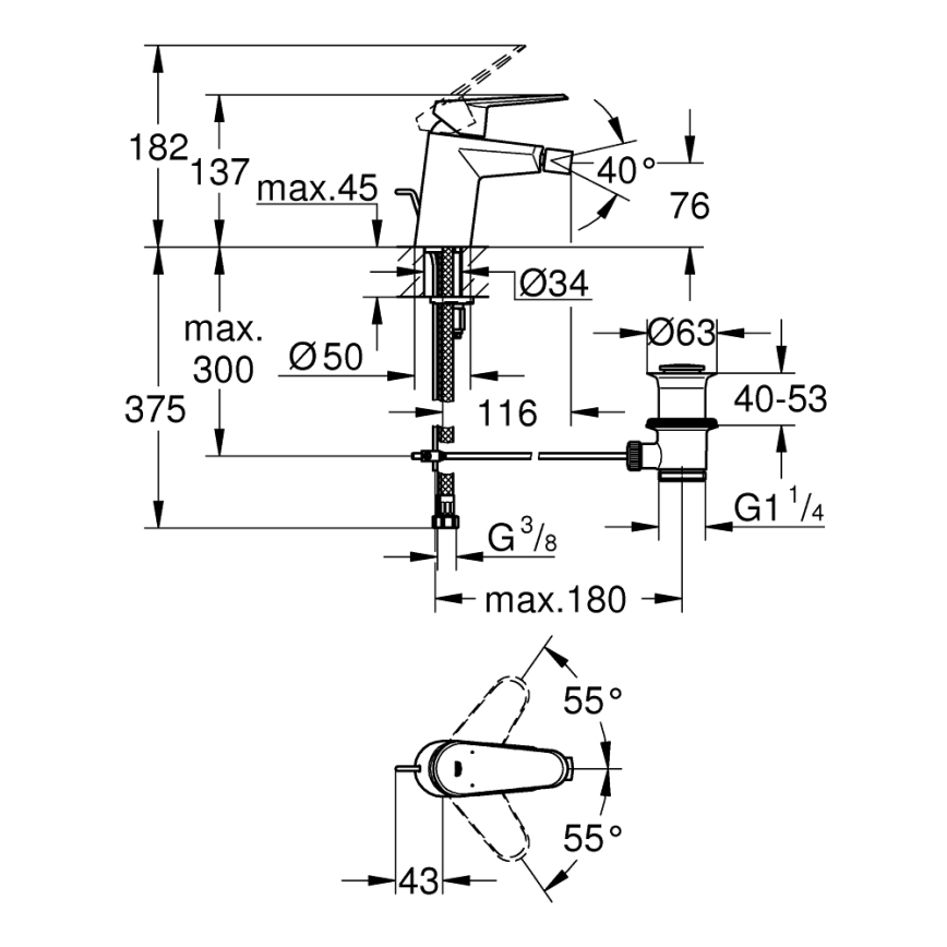 GROHE 33244002 - Bateria bidetowa EURODISC COSMOPOLITAN DN 15 chrom błyszczący