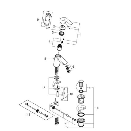 GROHE 33265002 - bateria umywalkowa EUROSMART DN 15, rozmiar S, chrom błyszczący