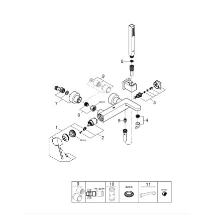 GROHE 33547003 - Zestaw wannowy z baterią PLUS, chrom błyszczący