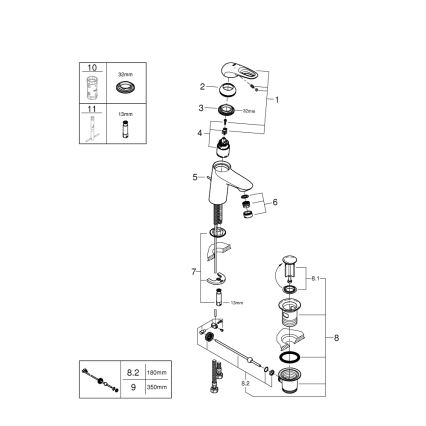 GROHE 33558LS3 - Bateria umywalkowa EUROSTYLE, rozmiar S, biała