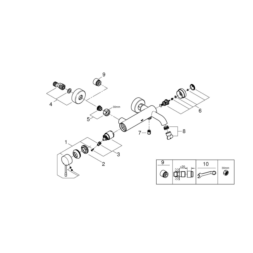 GROHE 33624GN1 - Bateria wannowa ESSENCE 193 mm, szczotkowane złoto