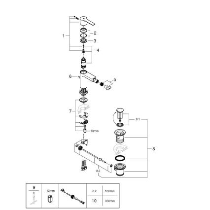 GROHE 33848AL1 - bateria bidetowa LINEARE rozmiar S grafit