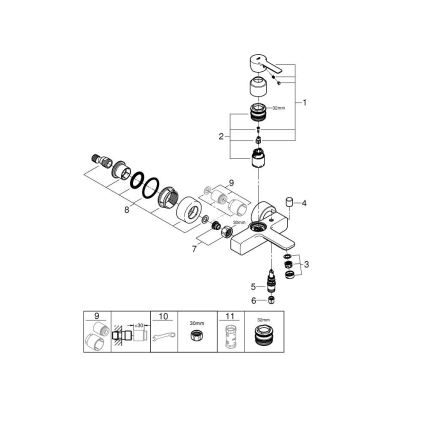 GROHE 33849001 - bateria wannowa LINEARE DN 15, chrom błyszczący