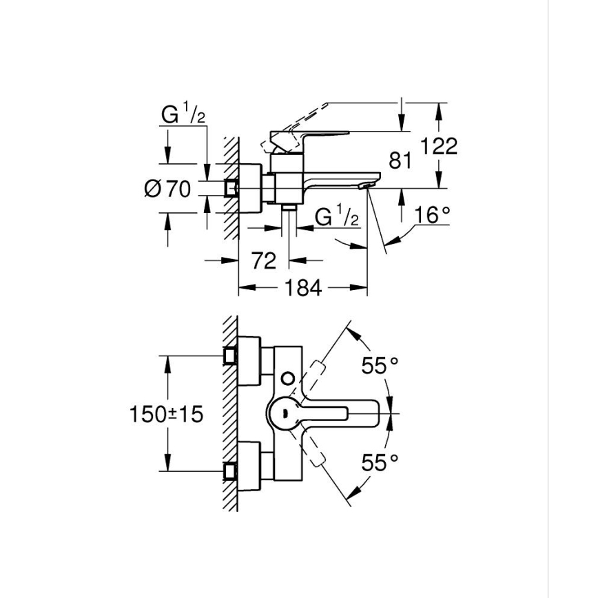 GROHE 33849001 - bateria wannowa LINEARE DN 15, chrom błyszczący
