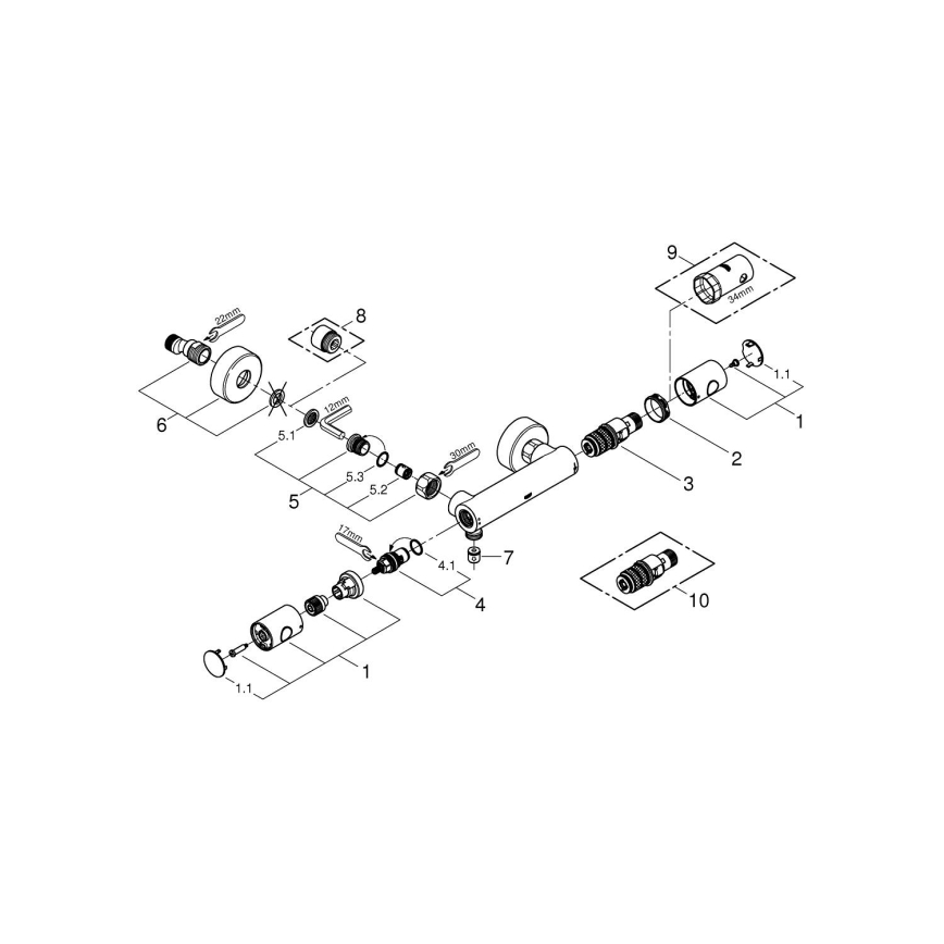 GROHE 34065AL2 -Termostatyczna bateria prysznicowa GROHTHERM 1000 COSMOPOLITAN DN 15 grafitowy