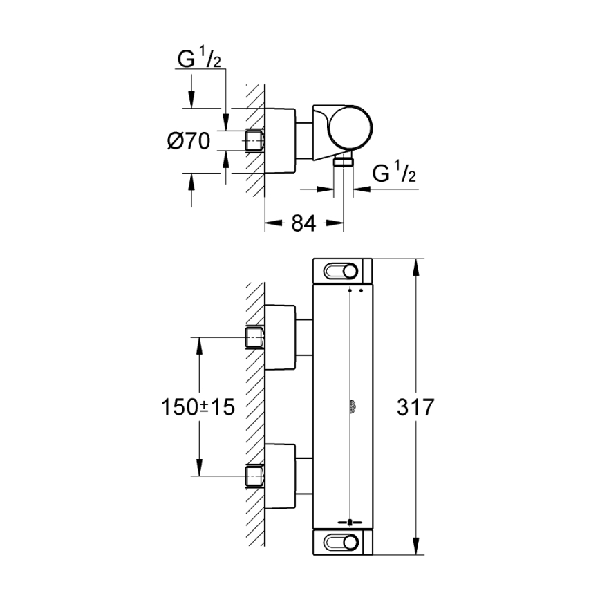 GROHE 34169001 - Termostatyczna bateria prysznicowa GROHTHERM 2000 DN 15, chrom