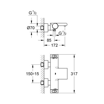 GROHE 34174001 - Termostatyczna bateria wannowa GROHTHERM 2000 172 mm chrom błyszczący