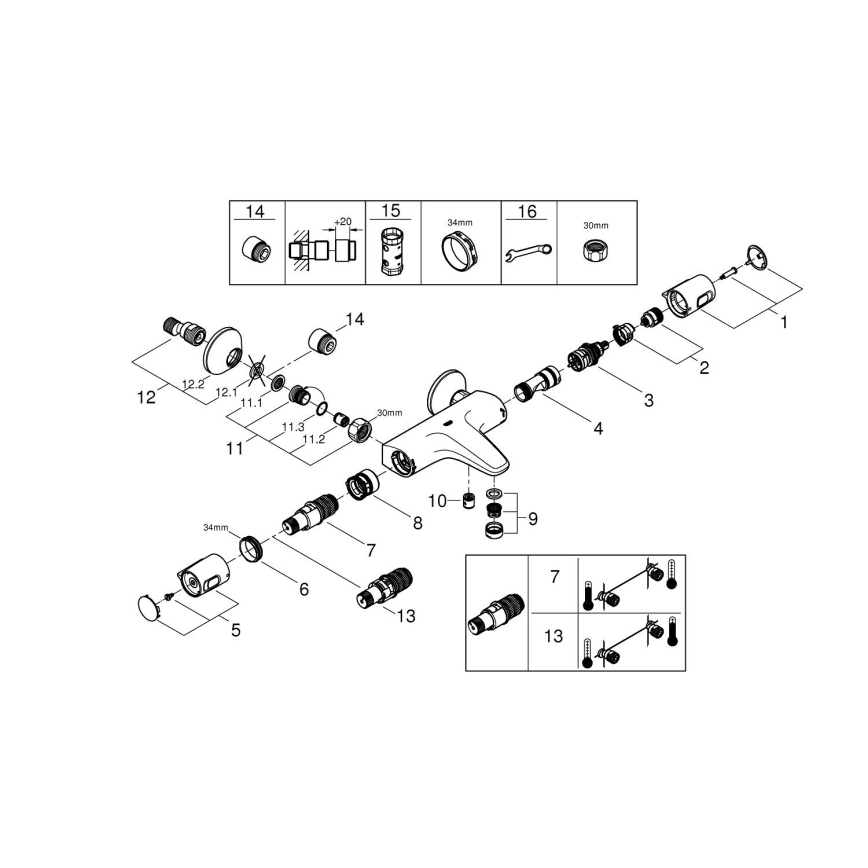 GROHE 34227002 - Termostatyczna bateria wannowa PRECISION TREND DN 15, błyszczący chrom