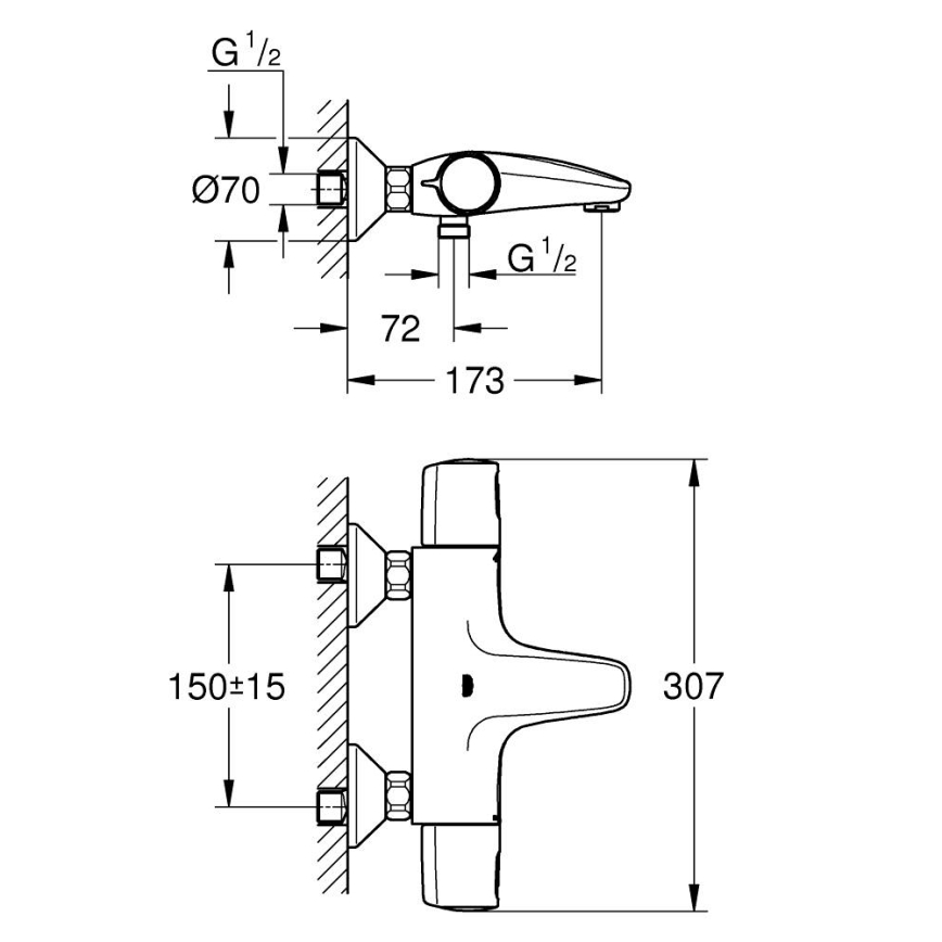 GROHE 34227002 - Termostatyczna bateria wannowa PRECISION TREND DN 15, błyszczący chrom