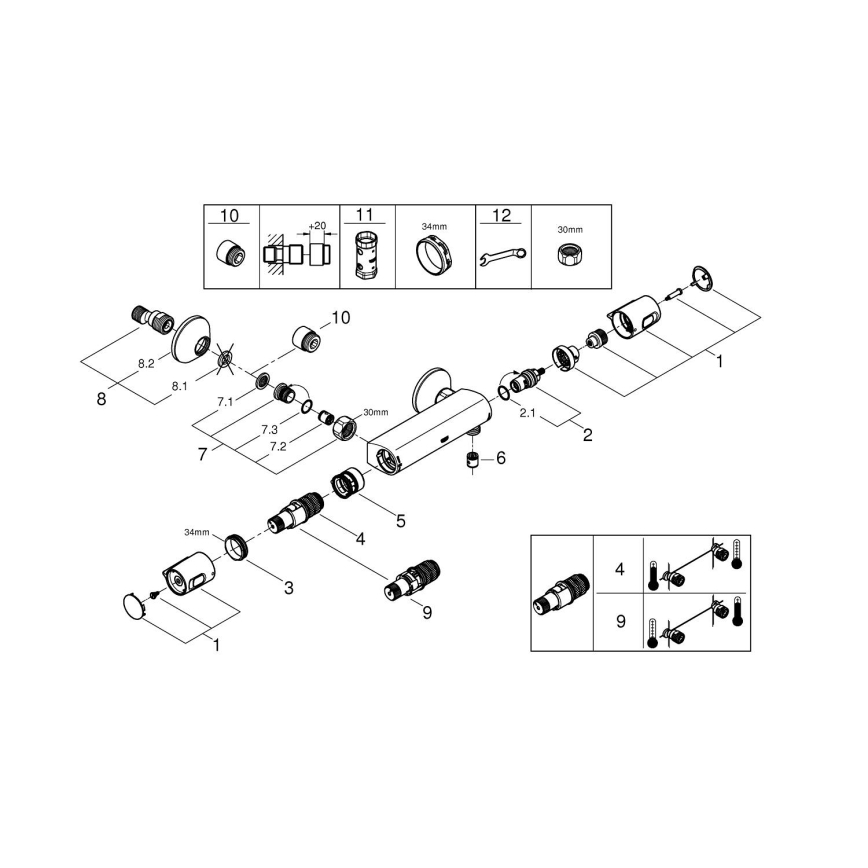 GROHE 34229002 - Termostatyczna bateria prysznicowa PRECISION TREND DN 15 chrom
