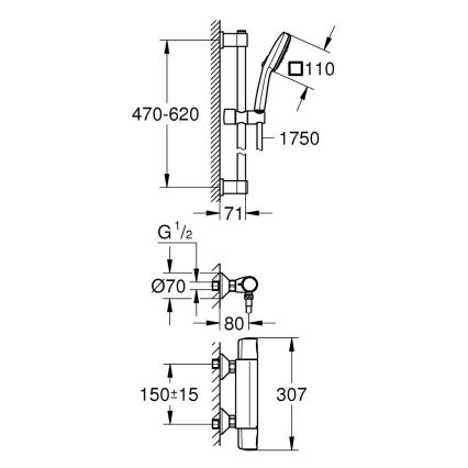 GROHE 34237003 - Termostatyczna bateria prysznicowa PRECISION TREND 150 mm chrom