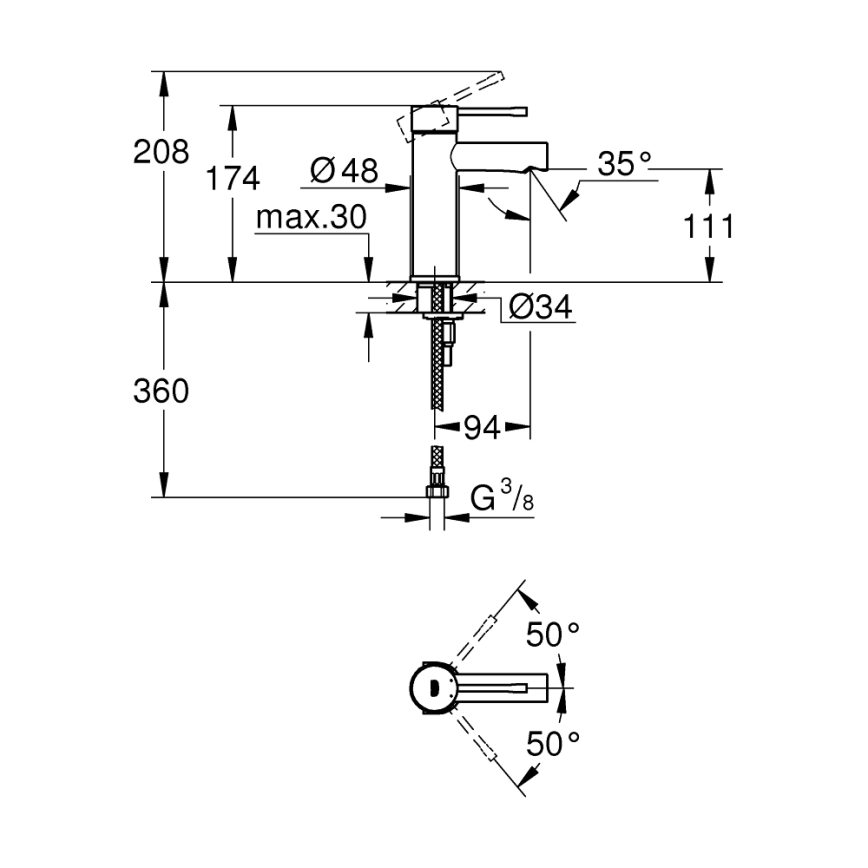 GROHE 34294001 - Bateria umywalkowa ESSENCE DN 15, chrom błyszczący