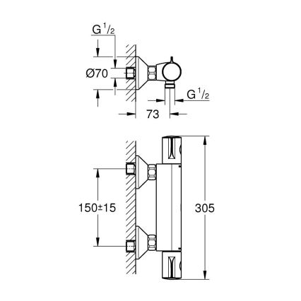 GROHE 34558000 - Termostatyczna bateria prysznicowa GROHTHERM 800 DN 15, chrom błyszczący