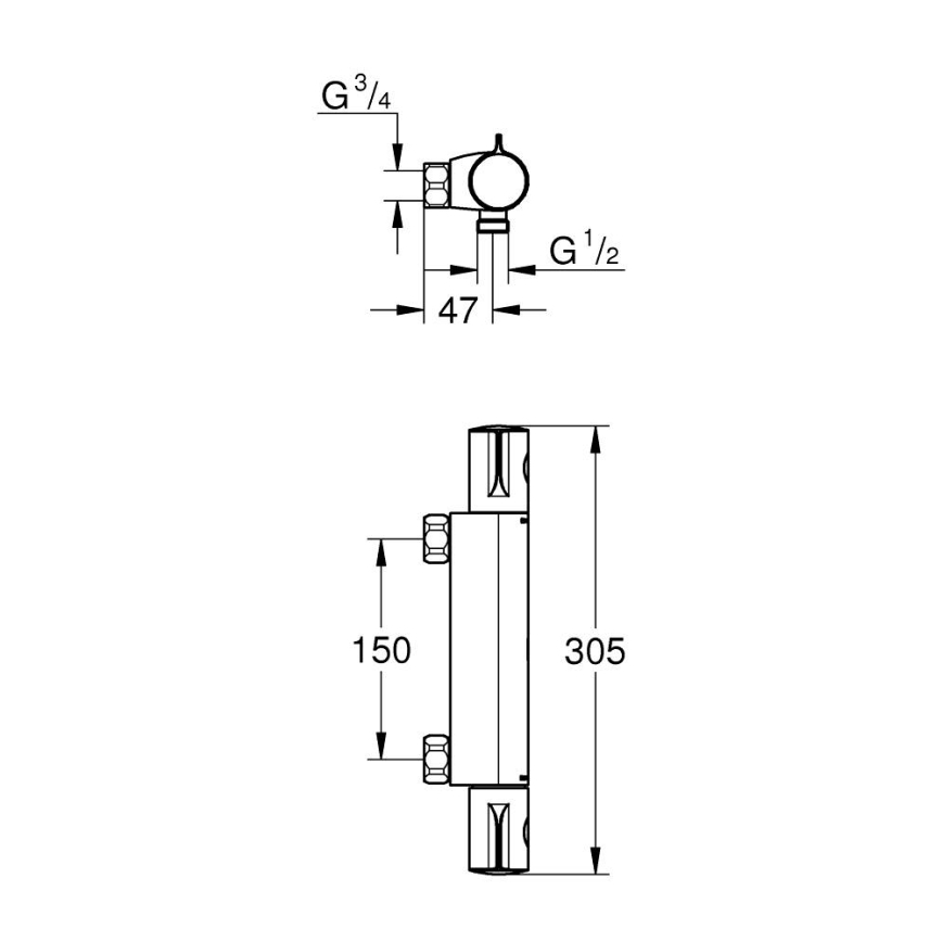 GROHE 34561000 - Termostatyczna bateria prysznicowa DN 15, chrom błyszczący