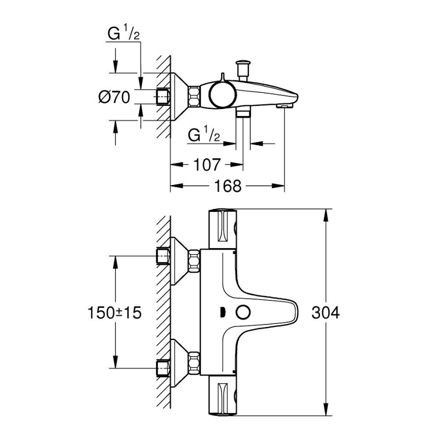 GROHE 34567000 - Termostatyczna bateria wannowa GROHTHERM 800 DN 15 chrom błyszczący