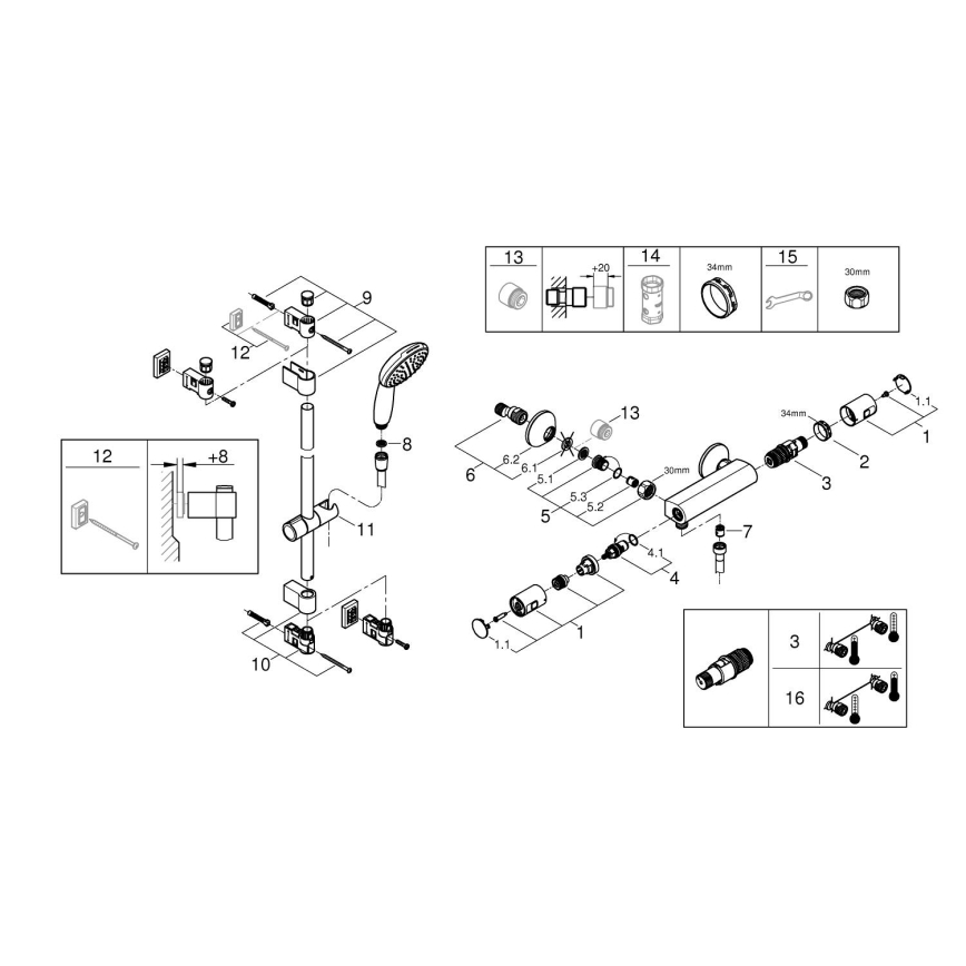 GROHE 345972431 -Termostatyczna bateria prysznicowa PRECISION START 12” 60 cm czarna