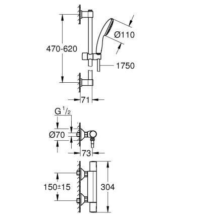 GROHE 345972431 - Zestaw prysznicowy z baterią termostatyczną PRECISION START 12” 60