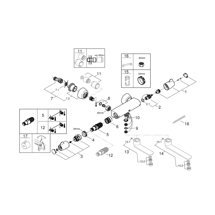 GROHE 34666000 - Termostatyczna bateria medyczna DN 15, chrom błyszczący