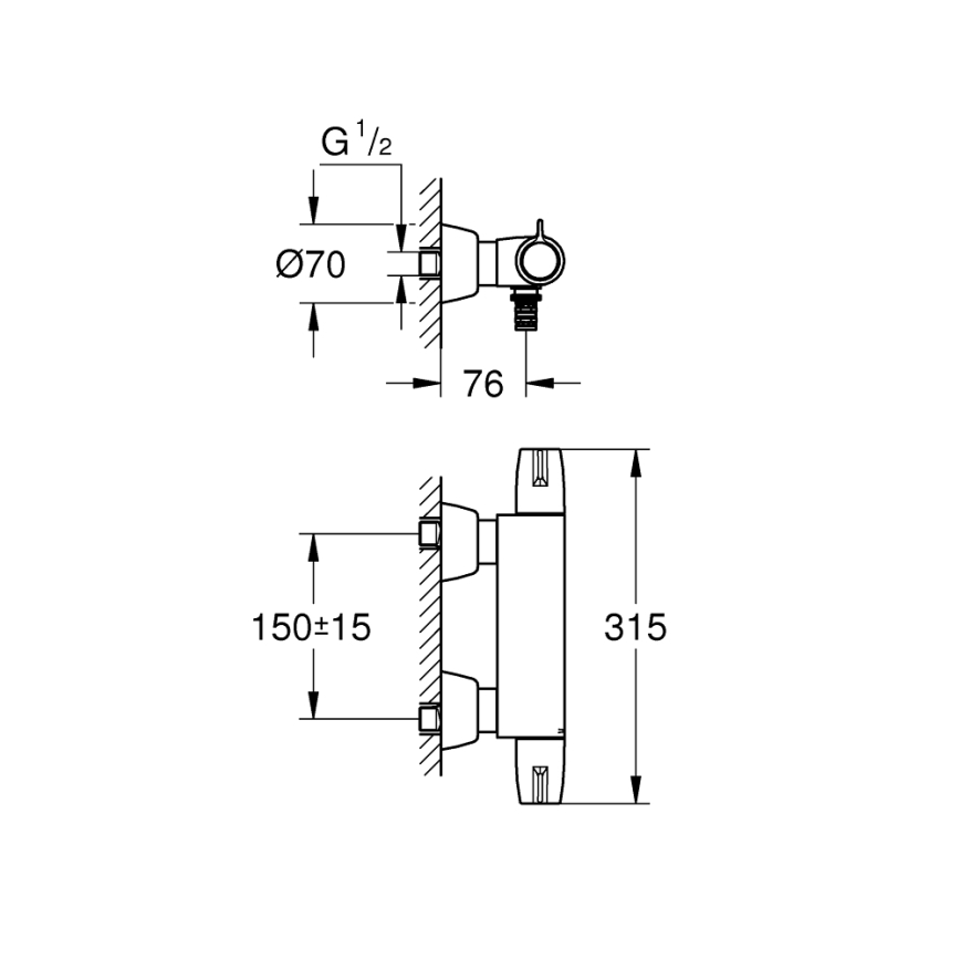 GROHE 34666000 - Termostatyczna bateria medyczna DN 15, chrom błyszczący