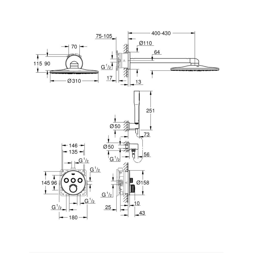 GROHE 34709000 - Zestaw prysznicowy SMARTCONTROL Perfect błyszczący chrom