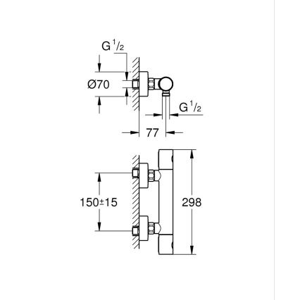 GROHE 34765000-Termostatyczna bateria prysznicowa GROHTHERM COSMOPOLITAN DN 15 chrom
