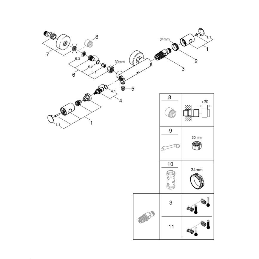 GROHE 34773000 - Termostatyczna bateria prysznicowa PRECISION GET DN 15 błyszczący chrom