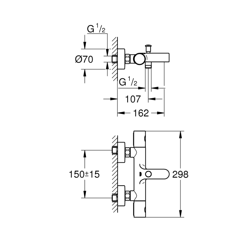 GROHE 34774000 - Termostatyczna bateria wannowa PRECISION GET DN 15, chrom błyszczący