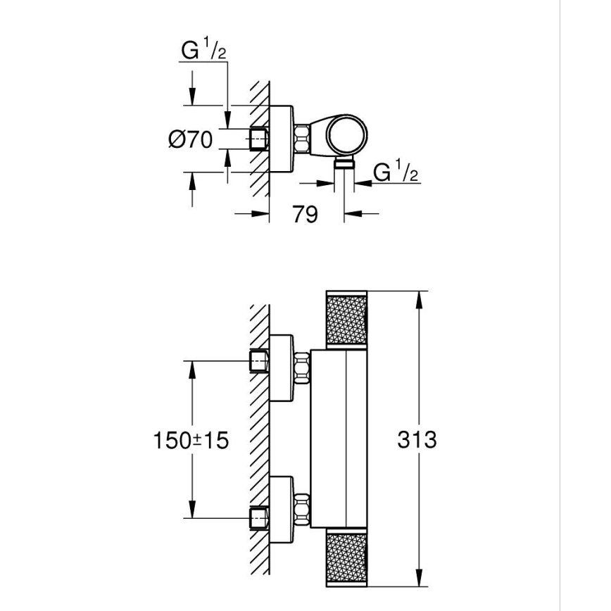GROHE 34790000 - Termostatyczna bateria prysznicowa PRECISION FEEL DN 15 chrom