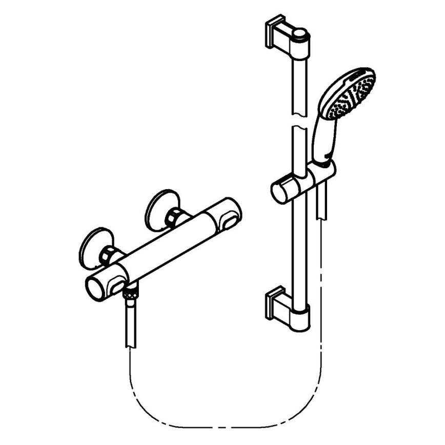 GROHE 34800001 - Zestaw prysznicowy z baterią termostatyczną PRECISION FLOW 600 mm błyszczący chrom