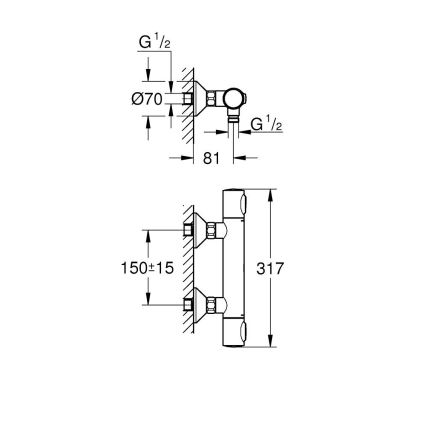 GROHE 34840000 - Termostatyczna bateria prysznicowa PRECISION DN 15 błyszczący chrom