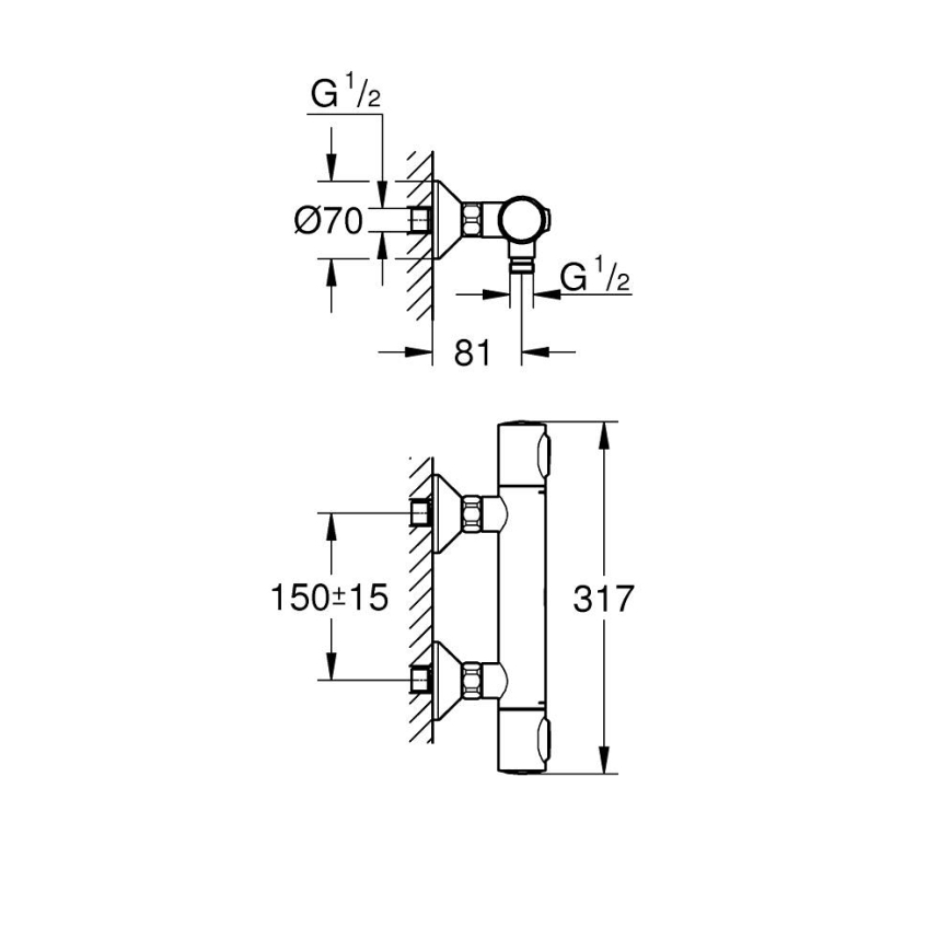 GROHE 34840000 - Termostatyczna bateria prysznicowa PRECISION DN 15 błyszczący chrom
