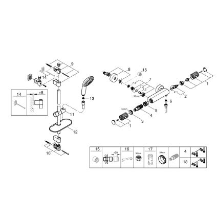 GROHE 34853001 - Zestaw prysznicowy z baterią termostatyczną PRECISION FEEL+ 90 cm, chrom błyszczący