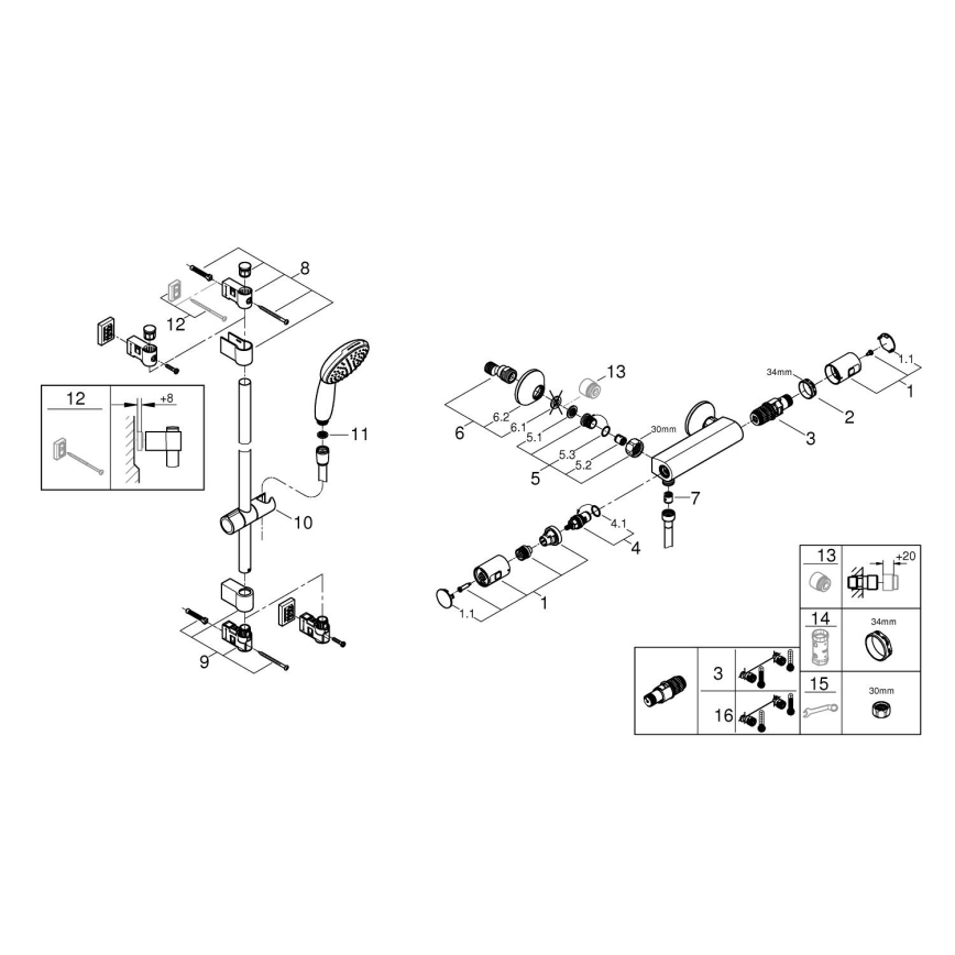 GROHE 34854001 - Termostatyczna bateria prysznicowa PRECISION START 900 mm chrom