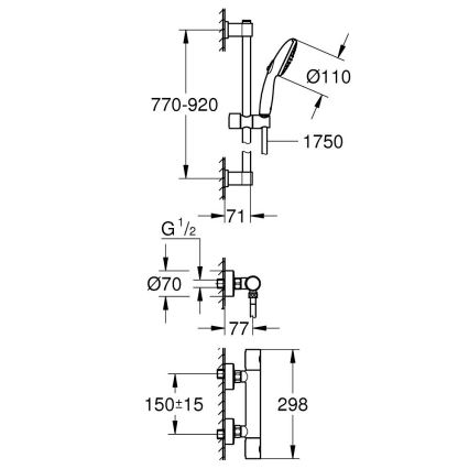 GROHE 34857000 - Zestaw prysznicowy z baterią termostatyczną PRECISION GET 12” błyszczący chrom