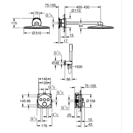 GROHE 34874000 - System prysznicowy PRECISION SMARTCONTROL 310 mm błyszczący chrom